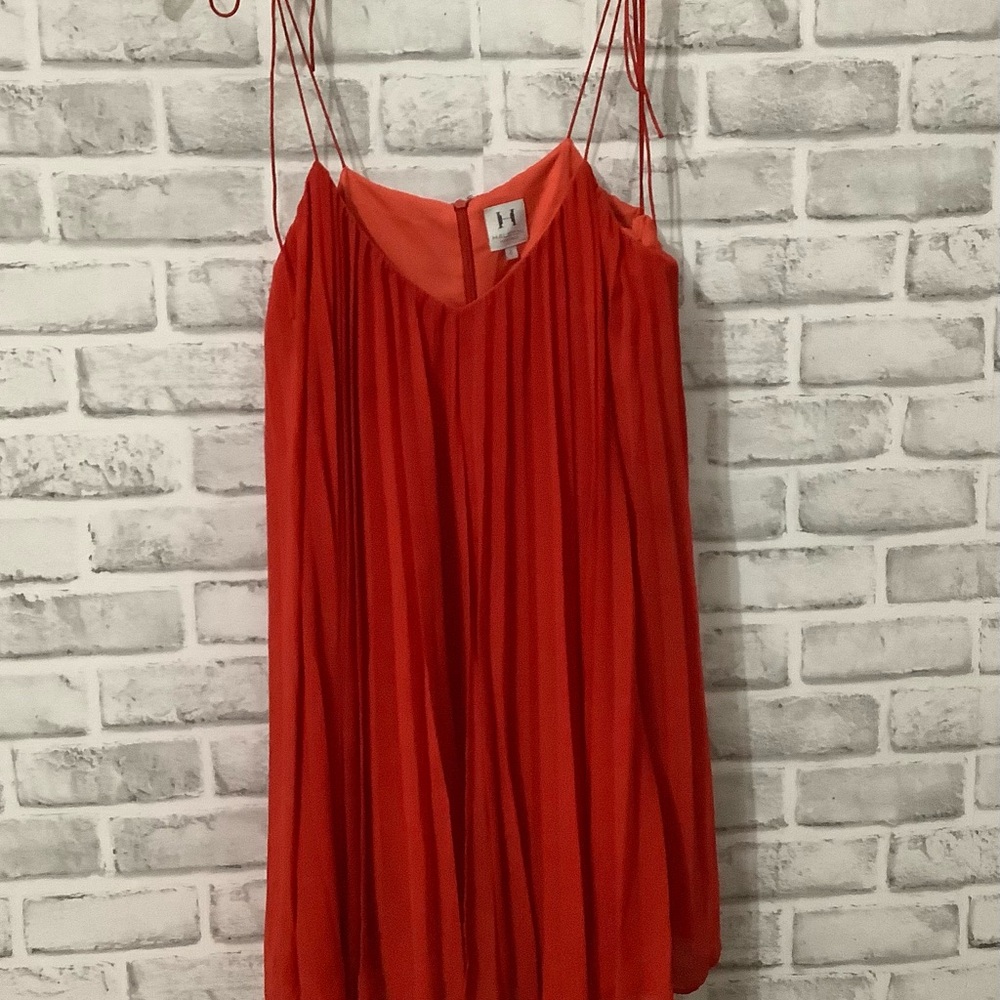Halston Heritage Poppy Red Pleated Mini-Dress Size 0 (W225)
